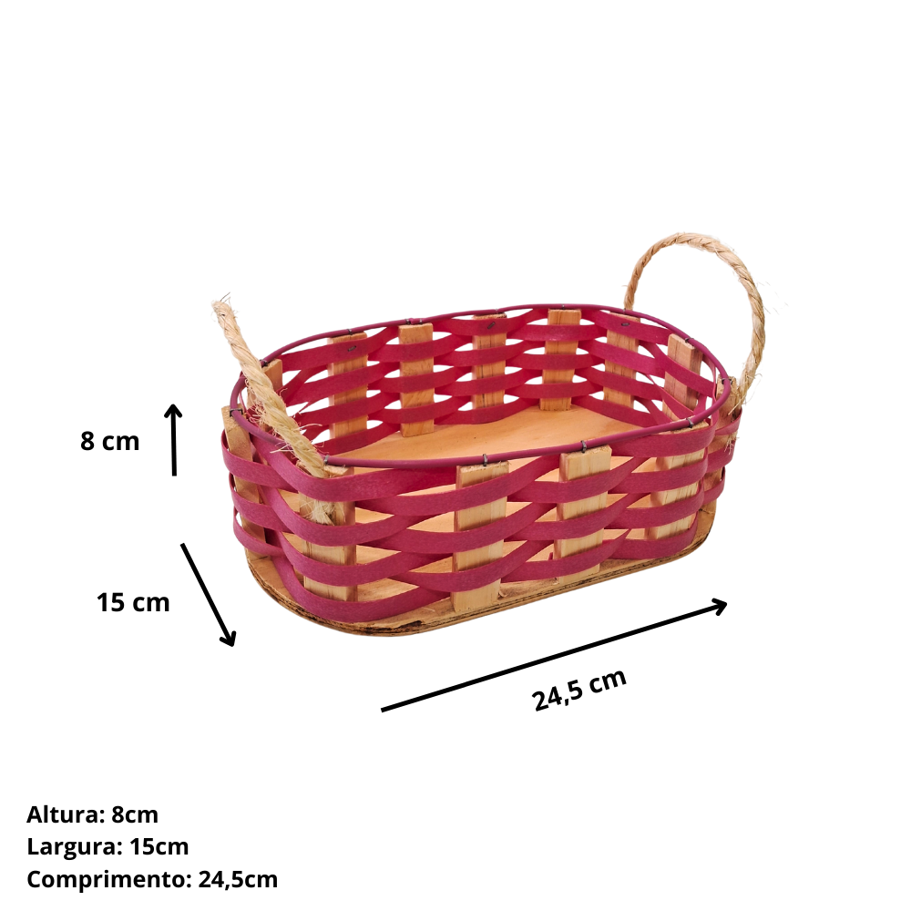 Bandeja oval de madeira de pinus e fibra sintética.